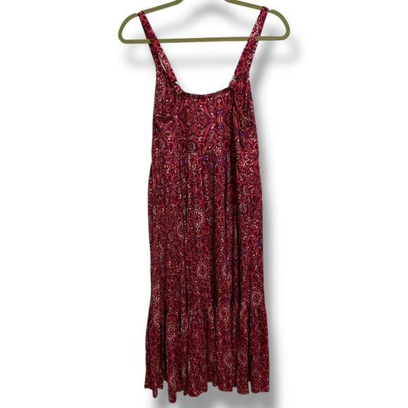 Torrid Midi Super Soft Tiered Dress Multi Medallion Magenta Purple Cream 10 00 - Picture 6 of 10